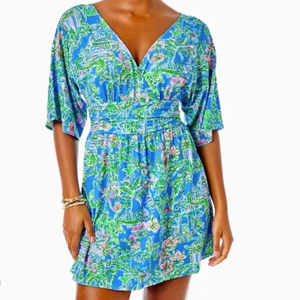 🆕 NWT Lilly Pulitzer Parigi Skort Romper Boca Blue Beneath The Bougainvillea XL